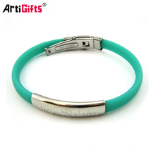 Atacado Personalizado Barato New fashion plain silicone metal cuff pulseira pulseira